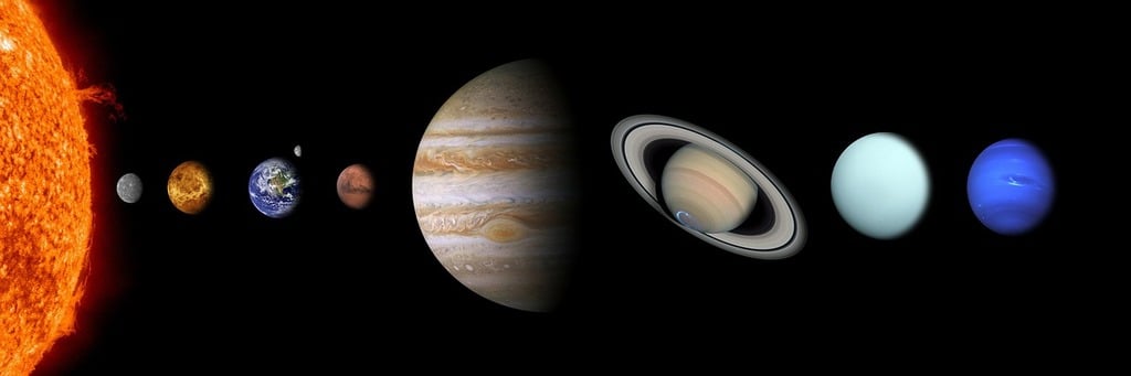 Diagram of solar system that is not to scale