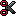 A pixel art red scissors that is open.